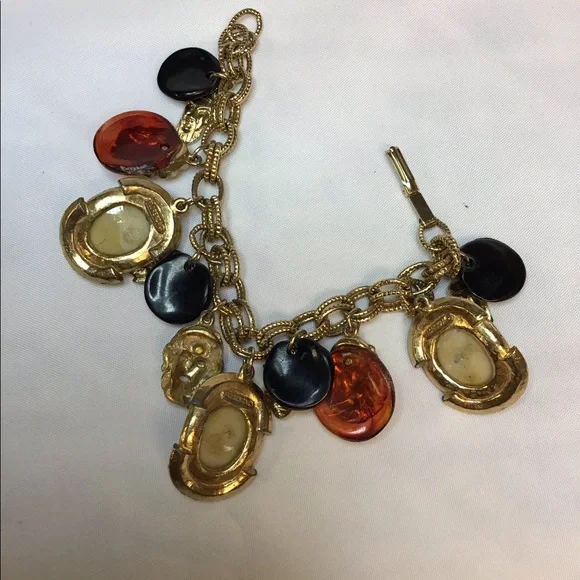 VINTAGE FLORENZA JAPANESE DEVIL NOH BRACELET SIGNED